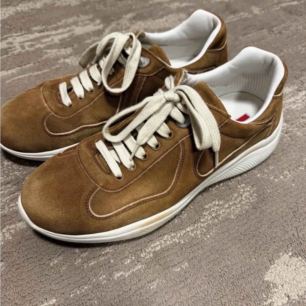 Prada Men's Tan Suede Sneakers